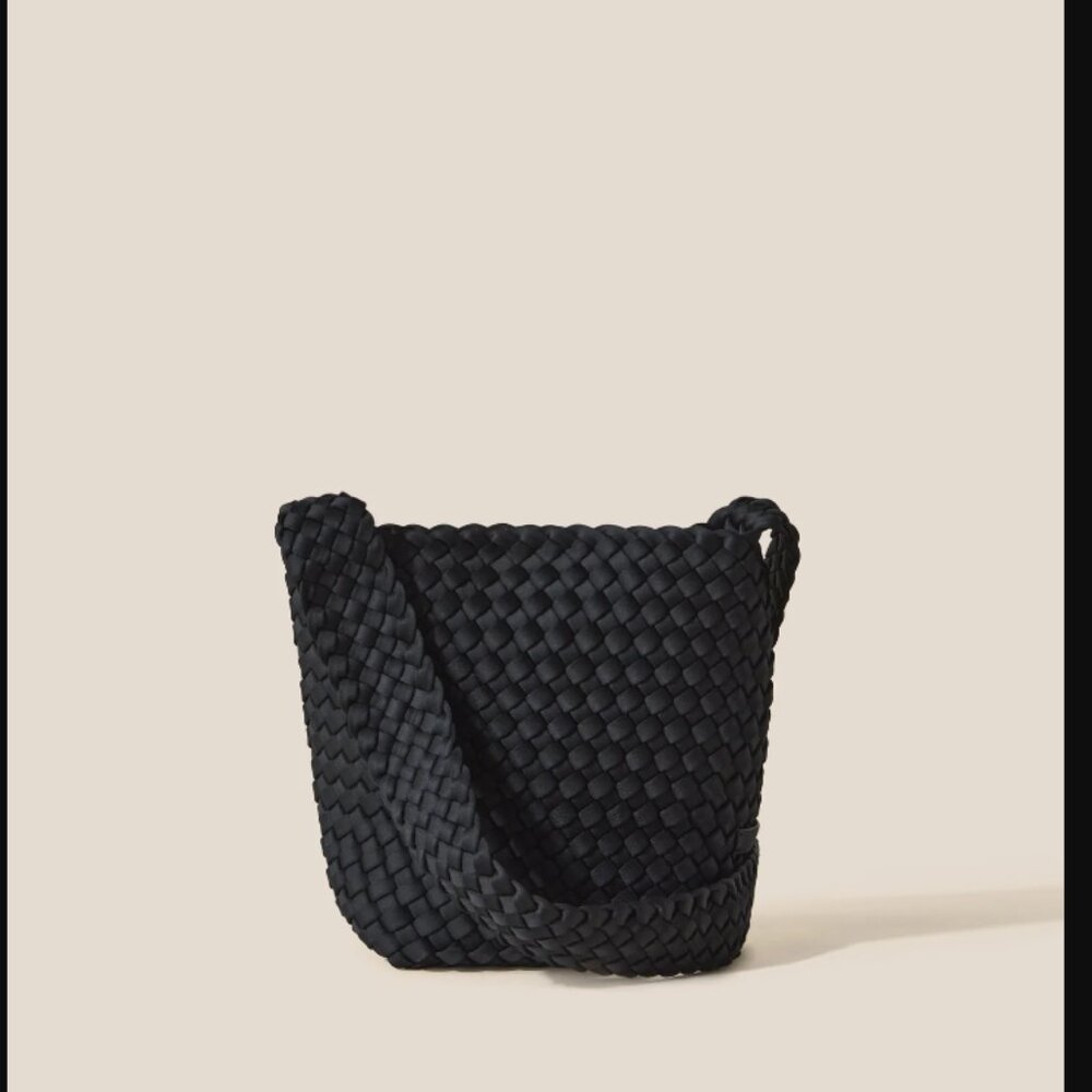 Naghedi Laguna Crossbody Purse Bag Onyx NEW NWT Handwoven Neoprene